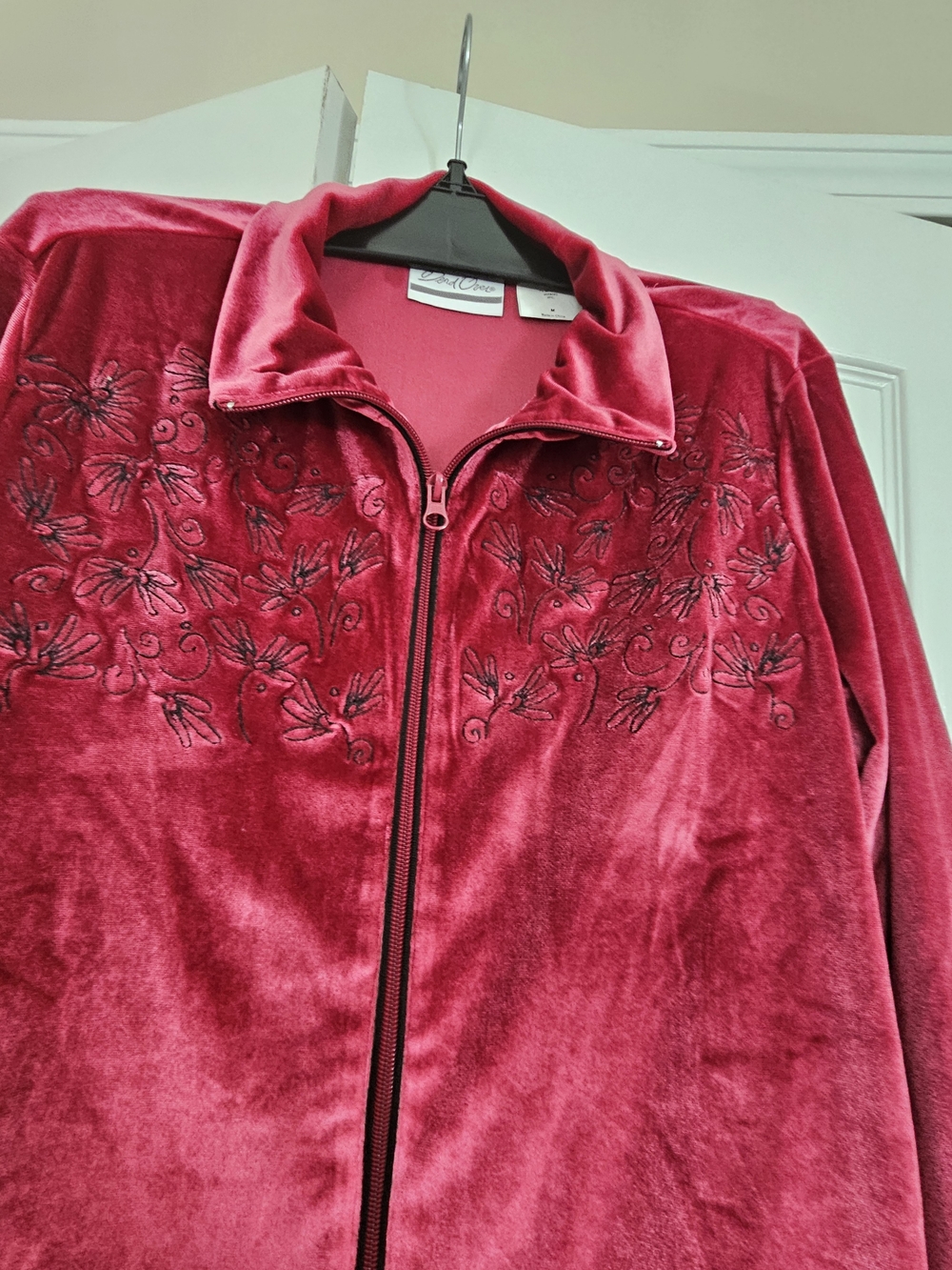Bend Over  Velvet Zip-Front Jacket and Pant Set - Raspberry - Picture 4 of 6